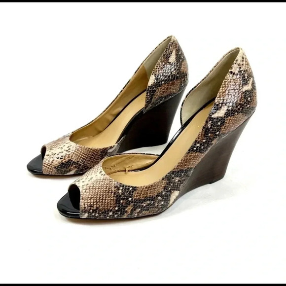 NIB Sole Society Leather Snake Pep Toe Wedges - Picture 5 of 12